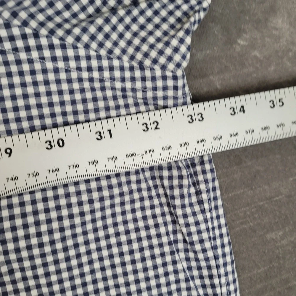Ralph‎ Lauren Y2K Button Up Shirt Mens 4XB Blue Gingham Classic Fit Long Sleeve